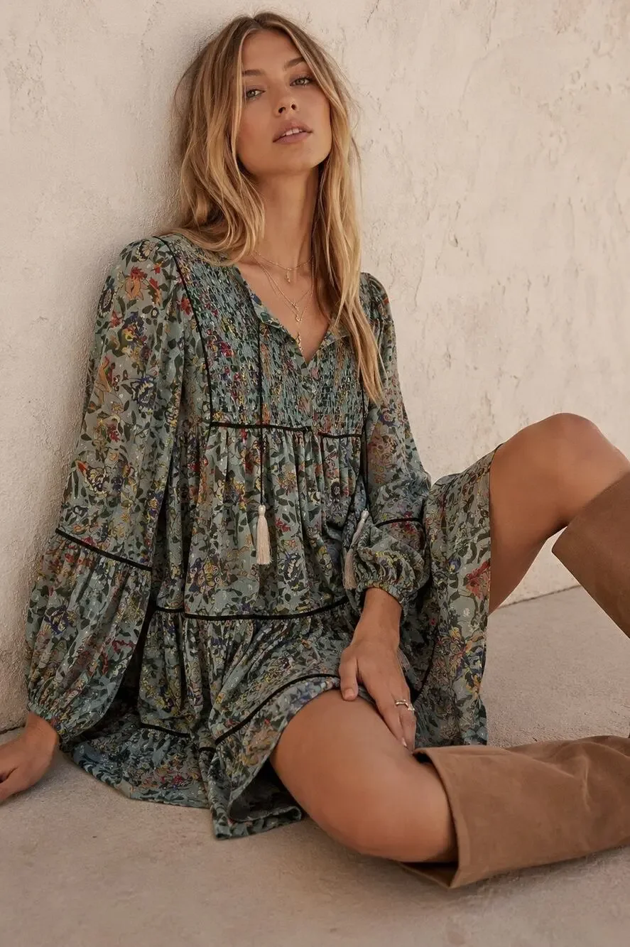 boho pinafore dress Robe chasuble 'Tara' brodée en lin noire Black / XS/S Color:Providence Blue blending style with practicality model:Chairman 2000's Sequin Jersey Dress